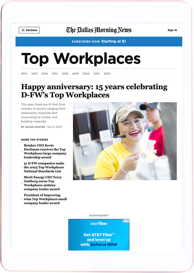 Top Workplaces DFW - The Dallas Morning News website